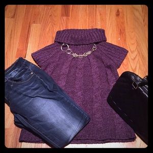 New Directions Purple Short Sleeve Sweater